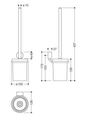 HEWI System 815 Toilet Brush Unit - Chrome